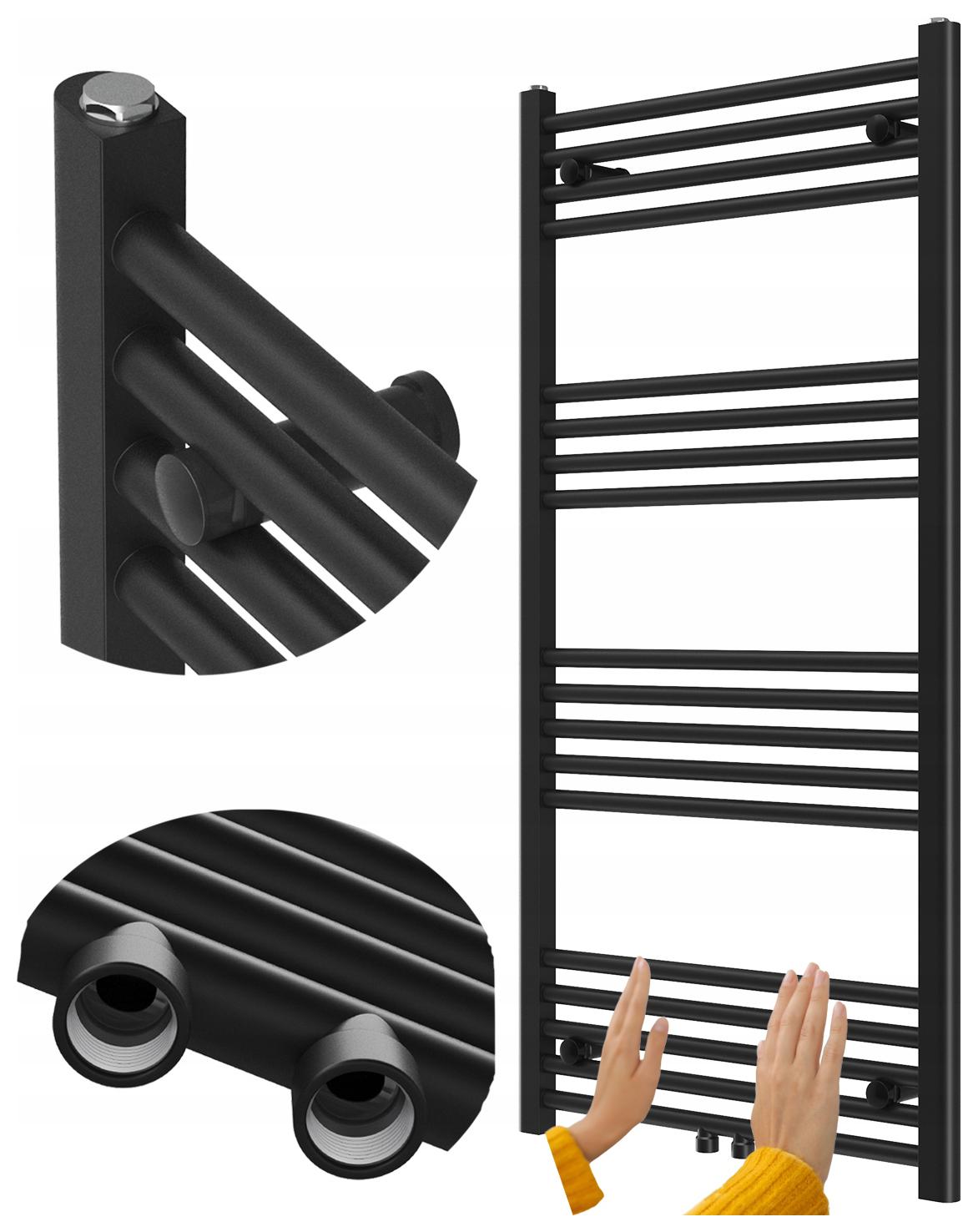 Kúpeľňový Ohrievač Kaloryfer Moderný Rebrík Čierny 120x60 cm Raven
