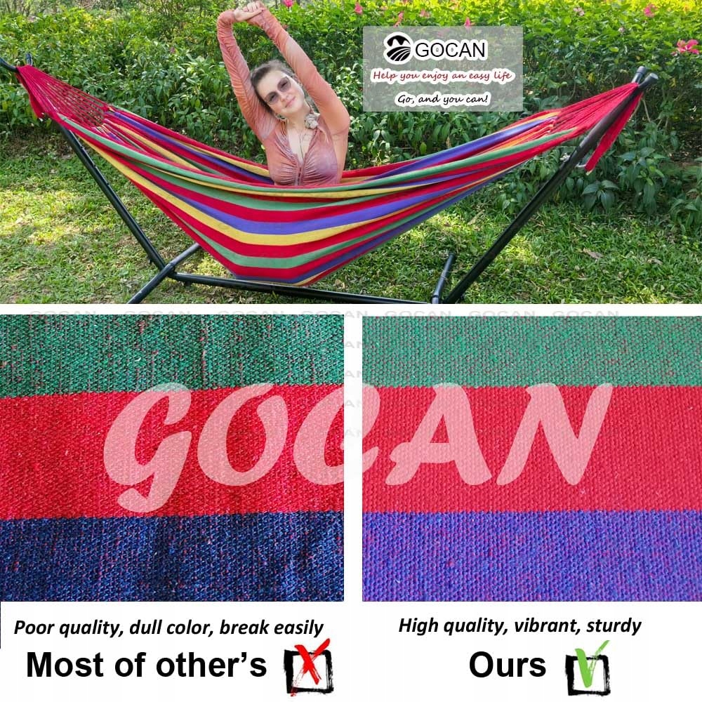 GOCAN Podwójny Hamak Bawełniany 2 Osoby 250x160cm 300kg — miniatura 8