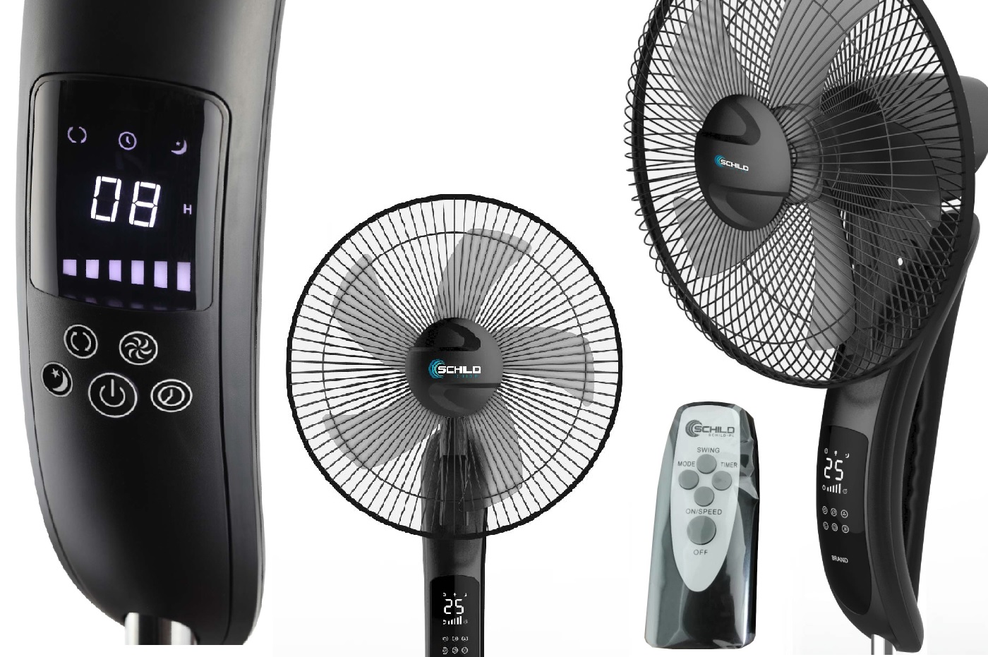 LCD WIATRAK PODŁOGOWY WENTYLATOR STOJĄCY PILOT XXL