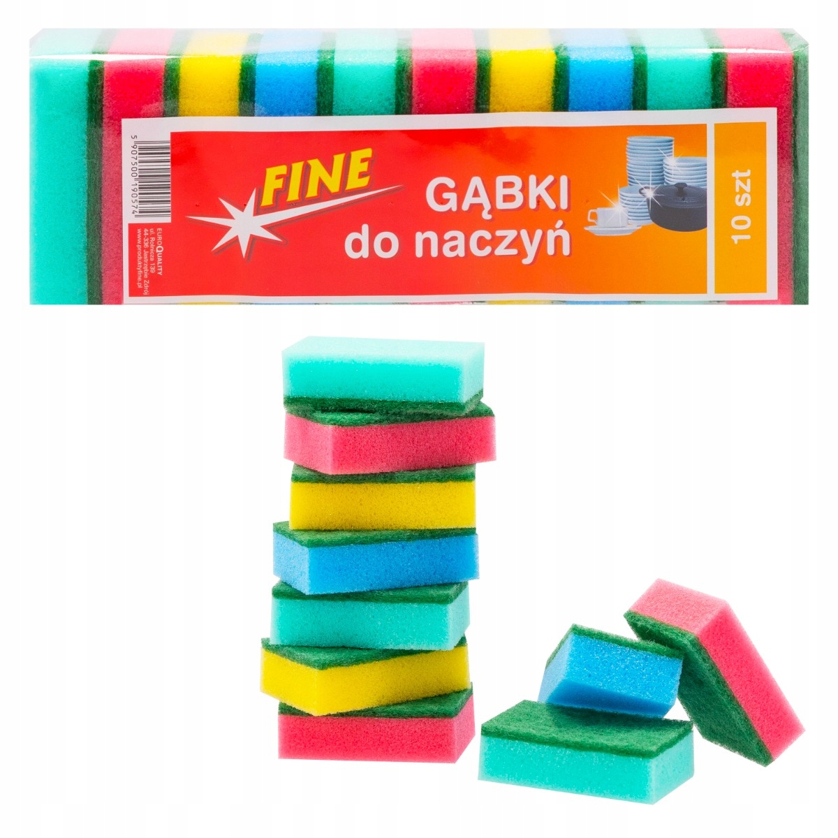 

Zmywak Kuchenny Gąbka do Mycia Naczyń Fine 10 szt.
