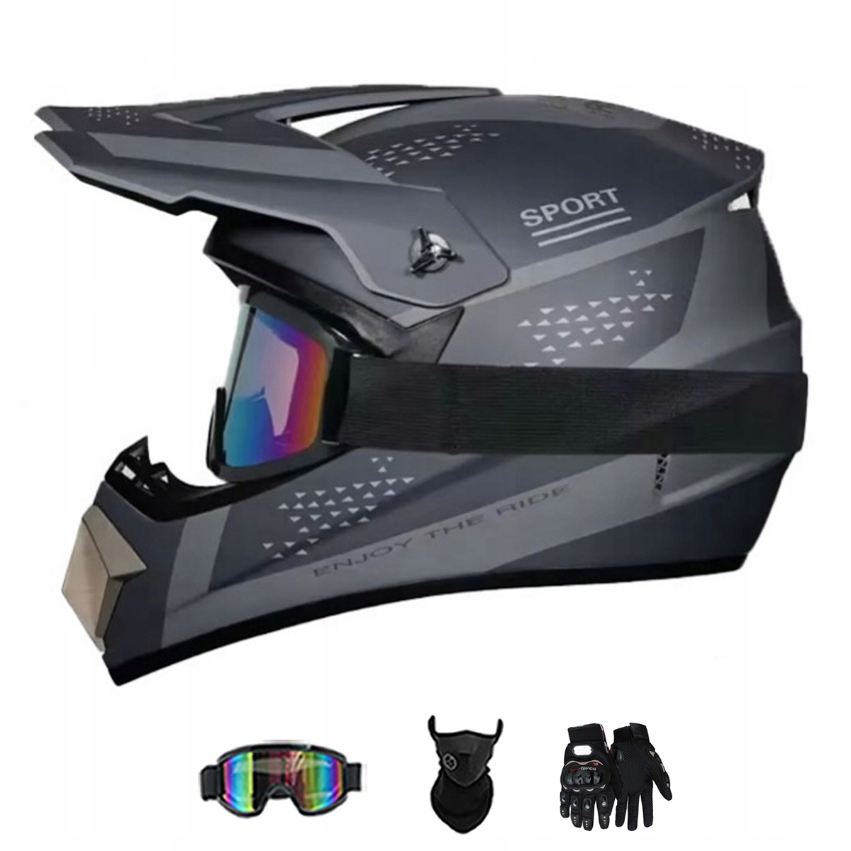 Motocyklová Přilba Lehká Enduro Quada Brýle Rukavice Maska M