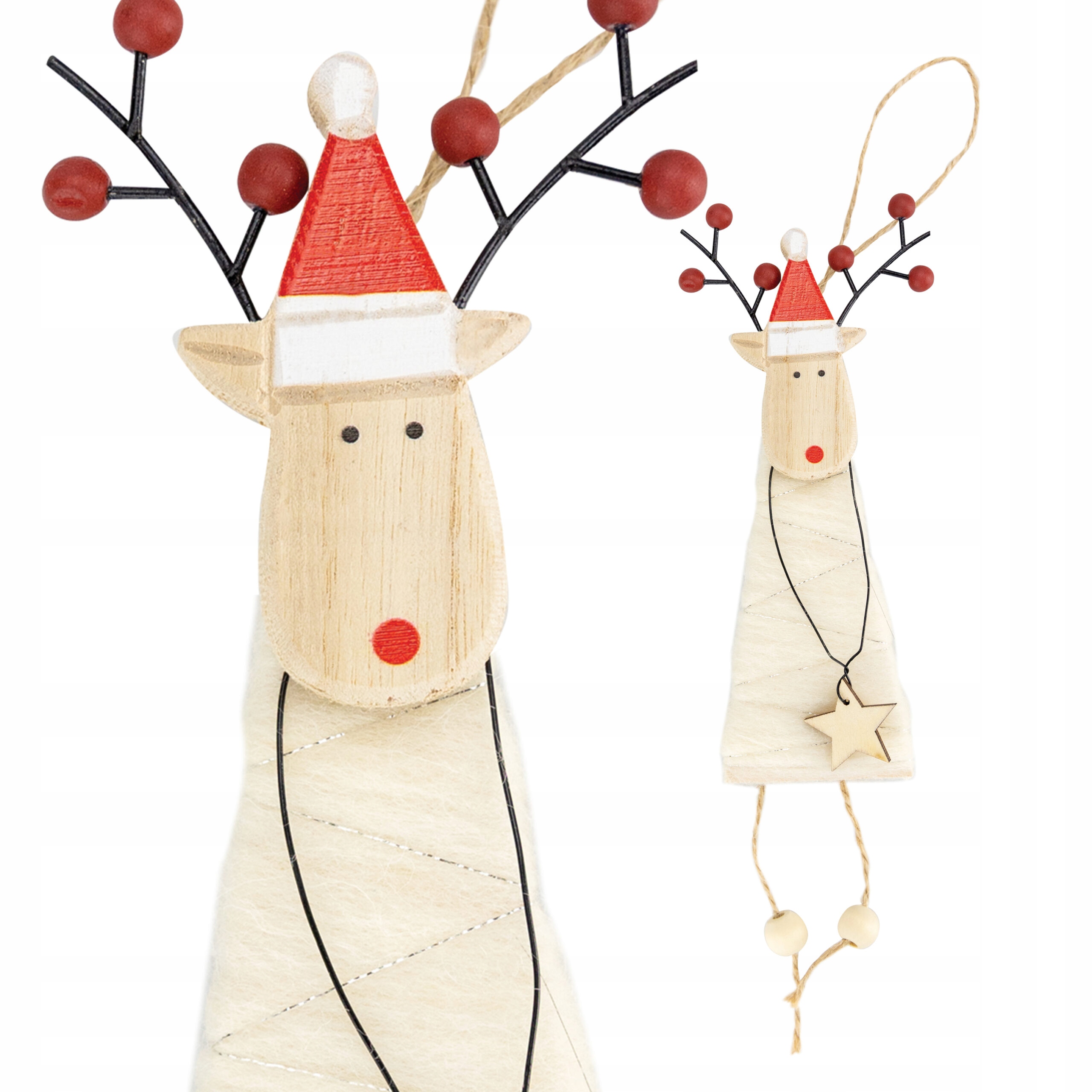 DREWNIANA ZAWIESZKA DEKORACJA ŚWIĄTECZNA RENIFER NA CHOINKĘ STROIK OZDOBA Szerokość produktu 7.1 cm