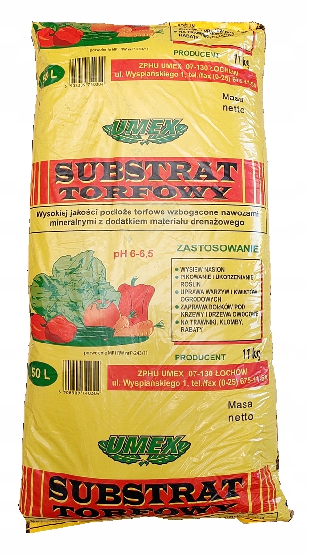 

Ziemia Podłoże Substrat Torfowy 50L Umex