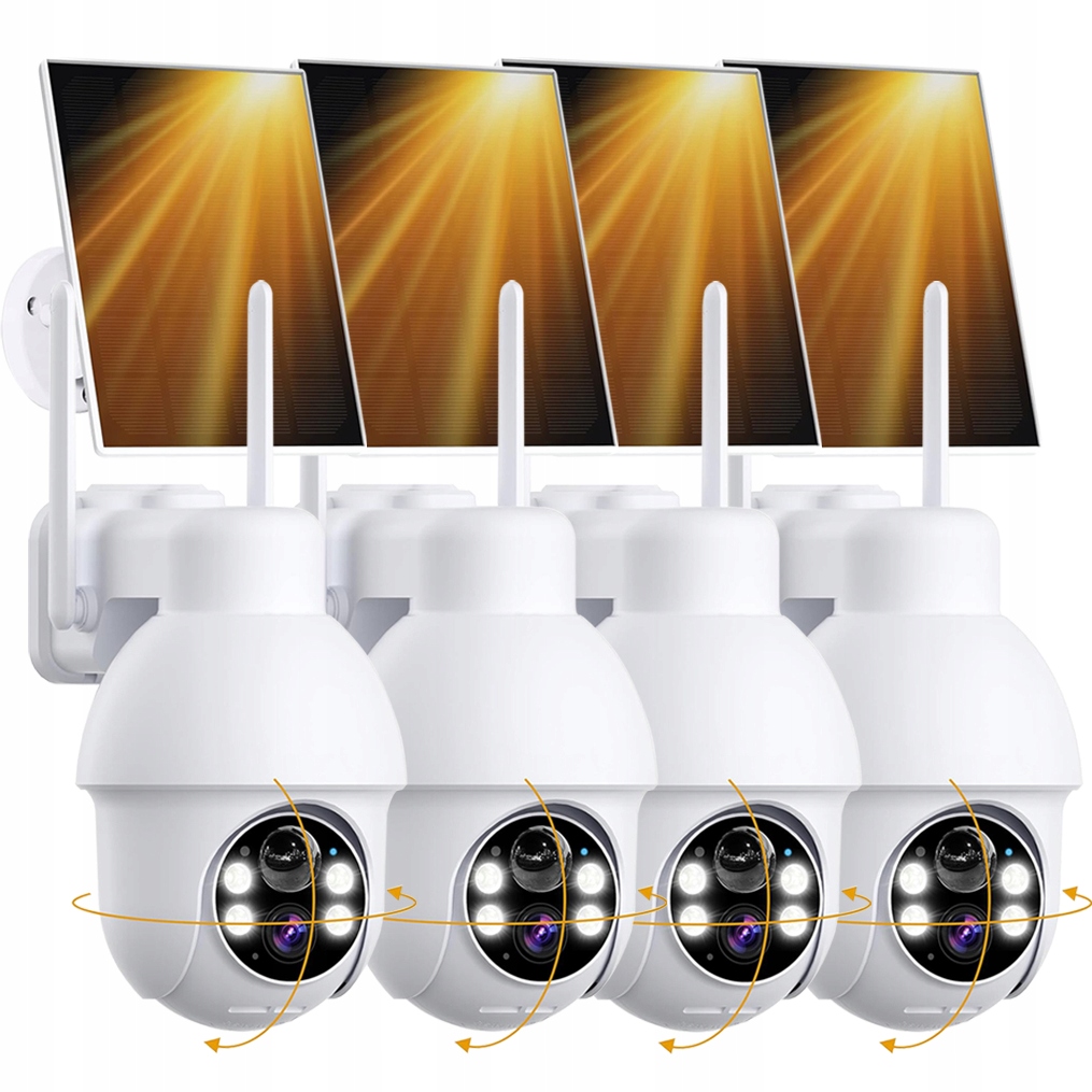 5MPX Venkovní Solární Kamera Wifi Otočná 360° Zoom 4X Alarm Pir 4ks