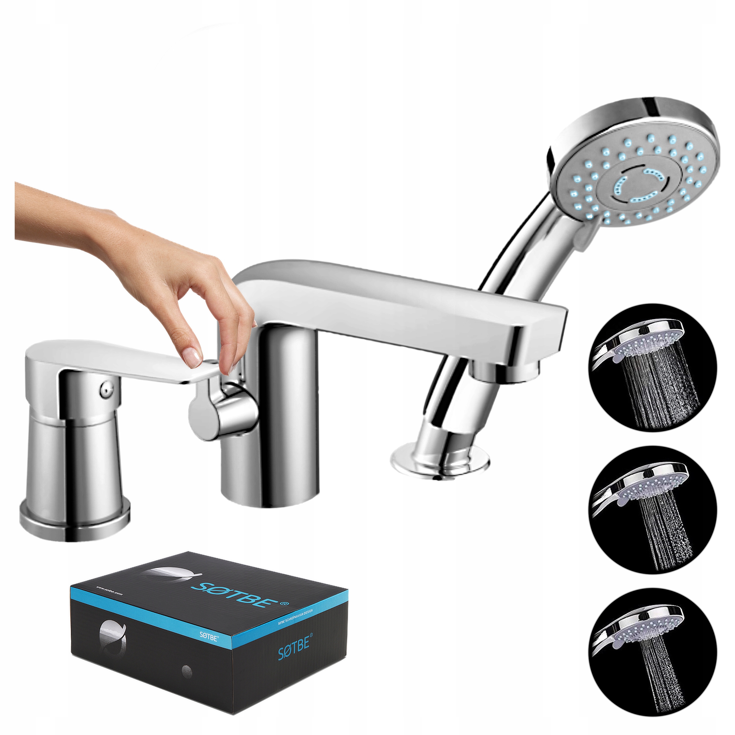 Vaňová batéria 3-otvorová, montáž na okraj vane, stojaca Poľsko Sotbe MAR-BS3-40201728