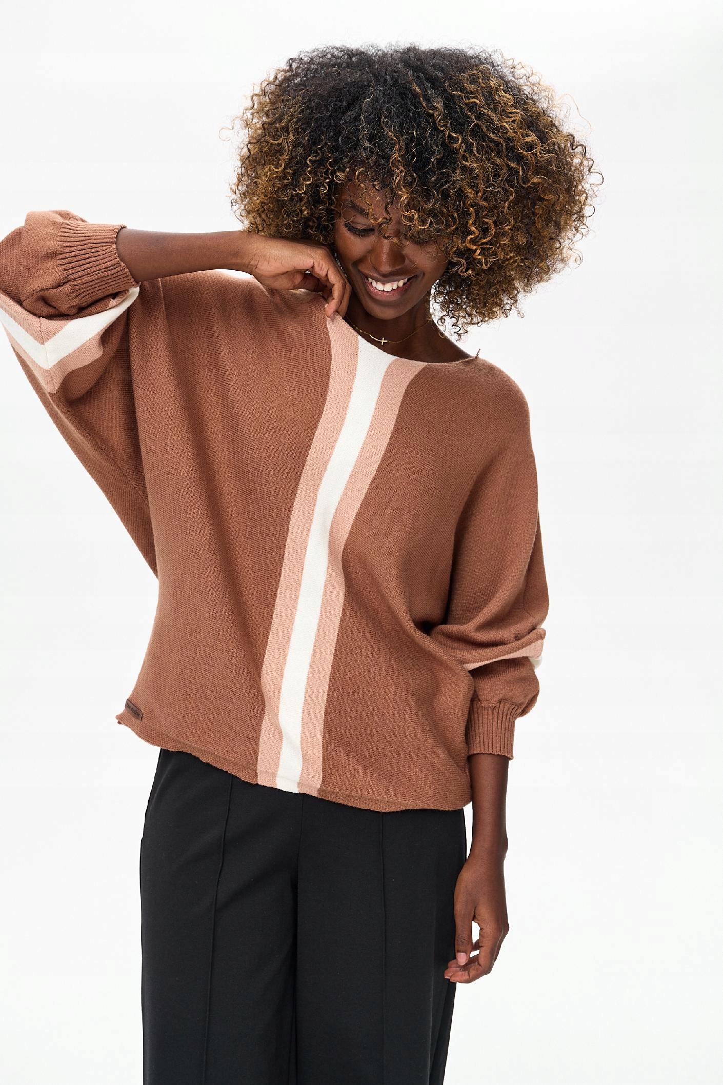 Dámský svetr s dlouhým rukávem, hnědý Rasel blue shadow vel. 40/42