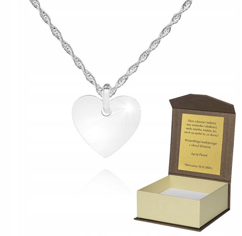 925 Stříbrný řetízek 55 cm Srdce Dedikace S1Z51