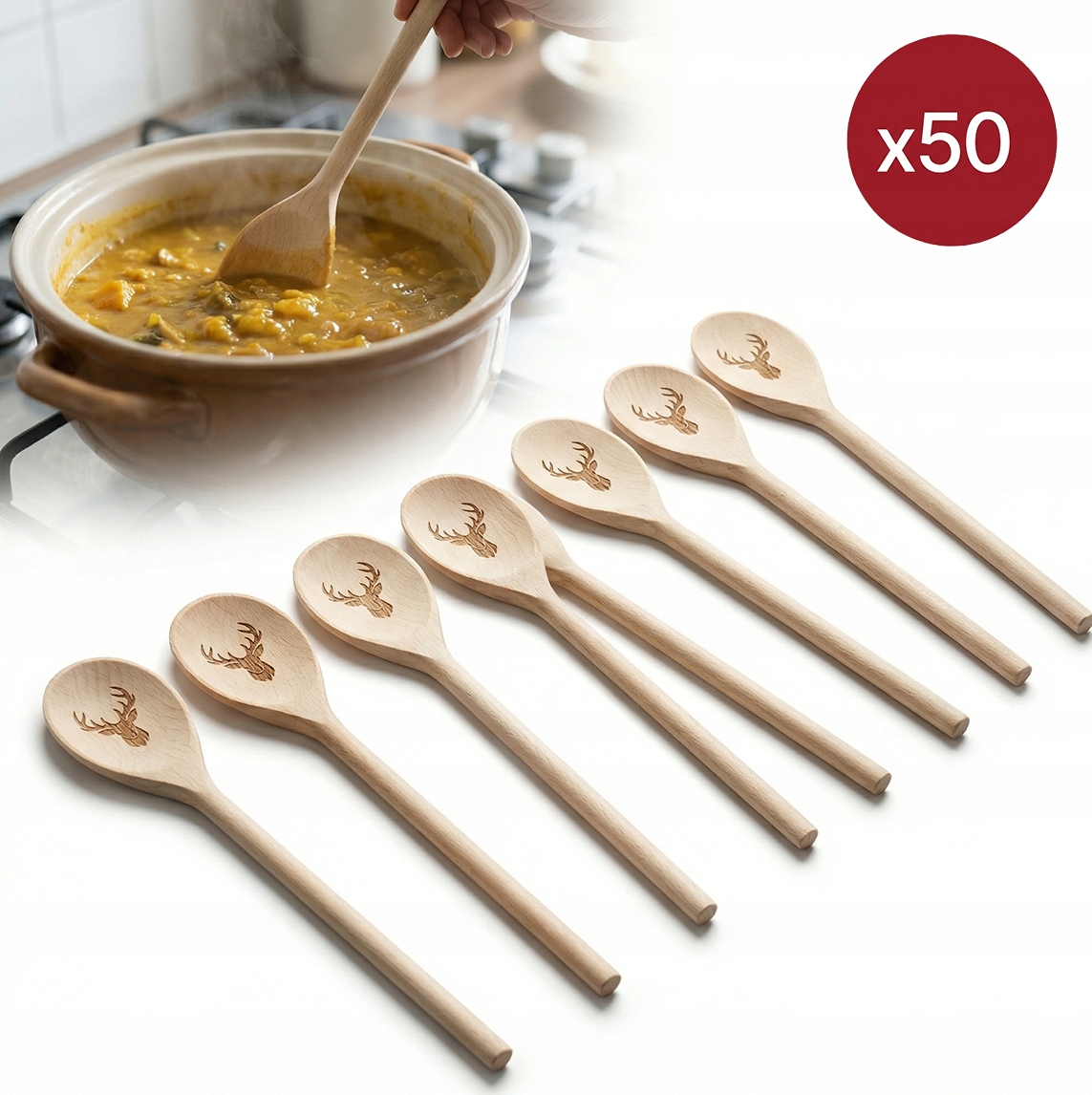 Lžíce Švédská dřevěná Buková gravírovaná Jeloek sada 50 kusů