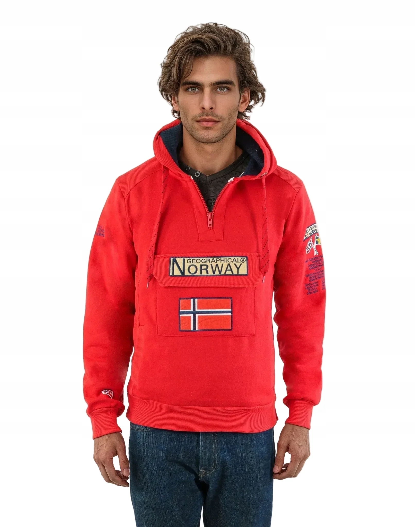 Pánská mikina sportovní mikina Geo Norway teplá s kapucí klokanka bavlněná módní