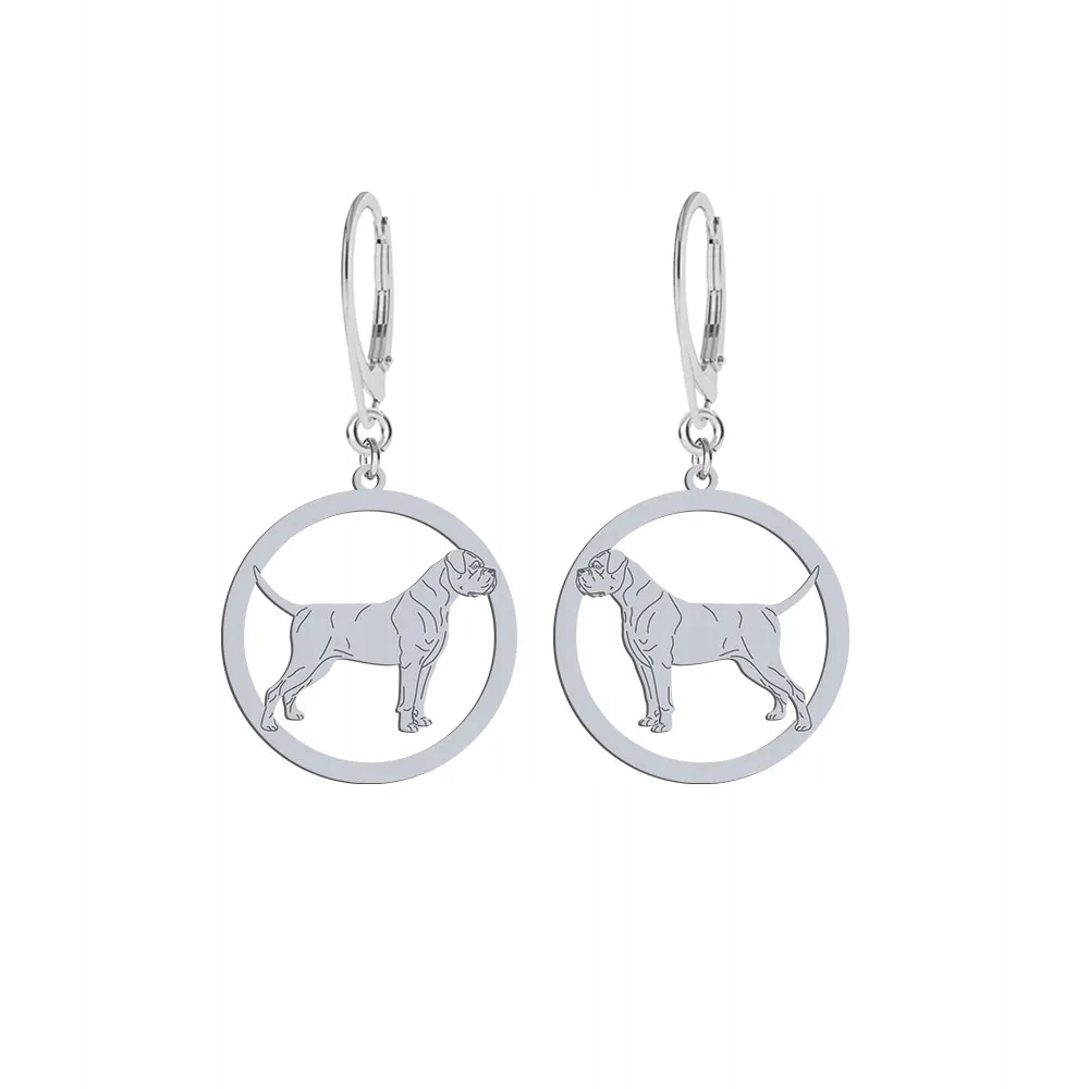 Stříbrné Náušnice se psem Cane Corso 925 Šperky Žena Gravírování Bonus