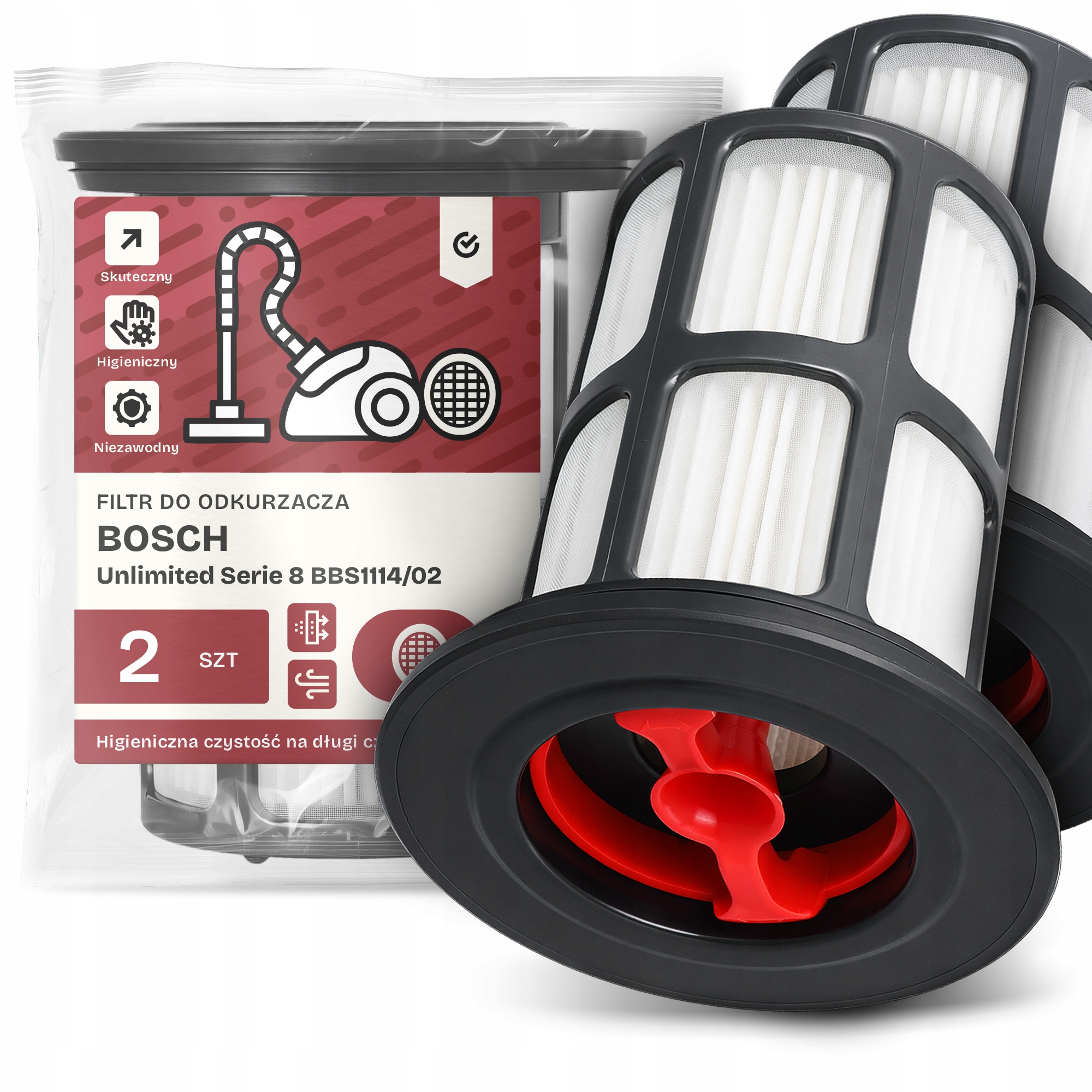 2x Filtr Pro Vysavač Bosch Unlimited Serie 8 BBS1114/02 Hepa Filtry Em-w