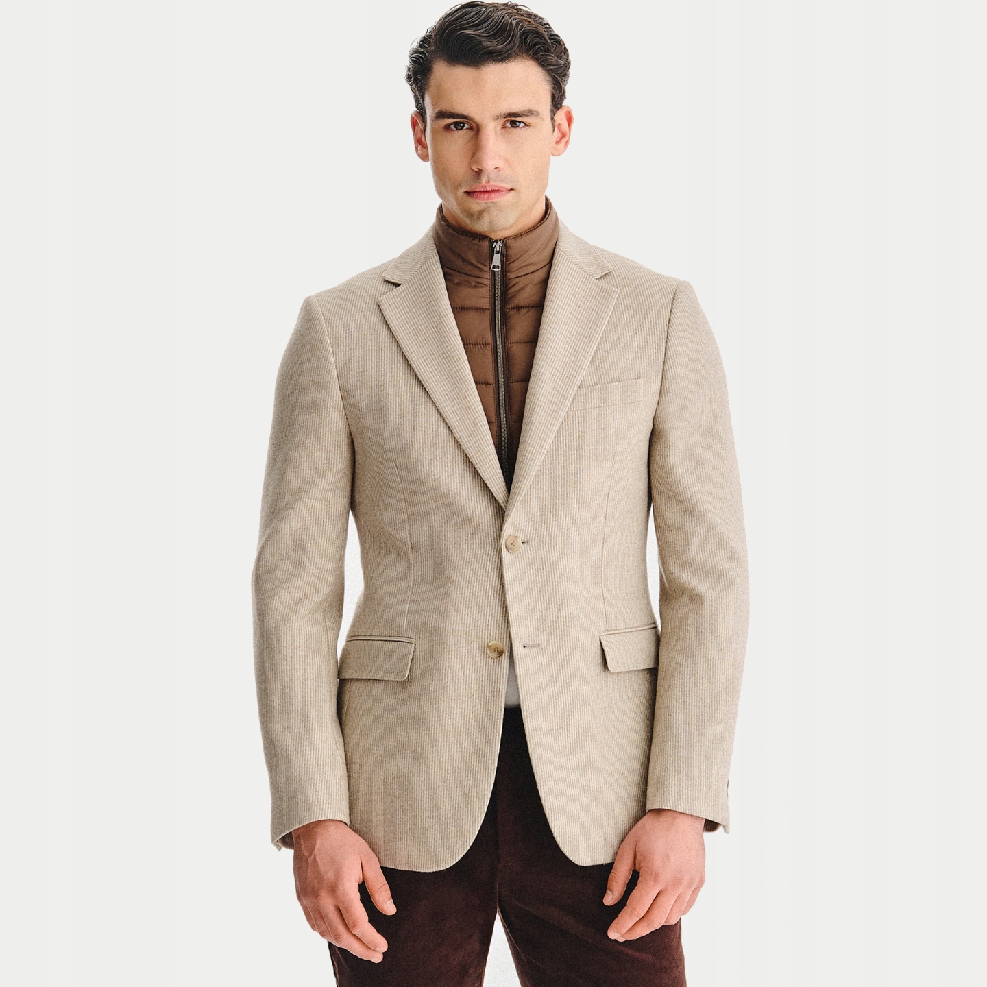 Pánská béžová sako bunda Pako Lorente s odnímatelným stojáčkem, vel 56