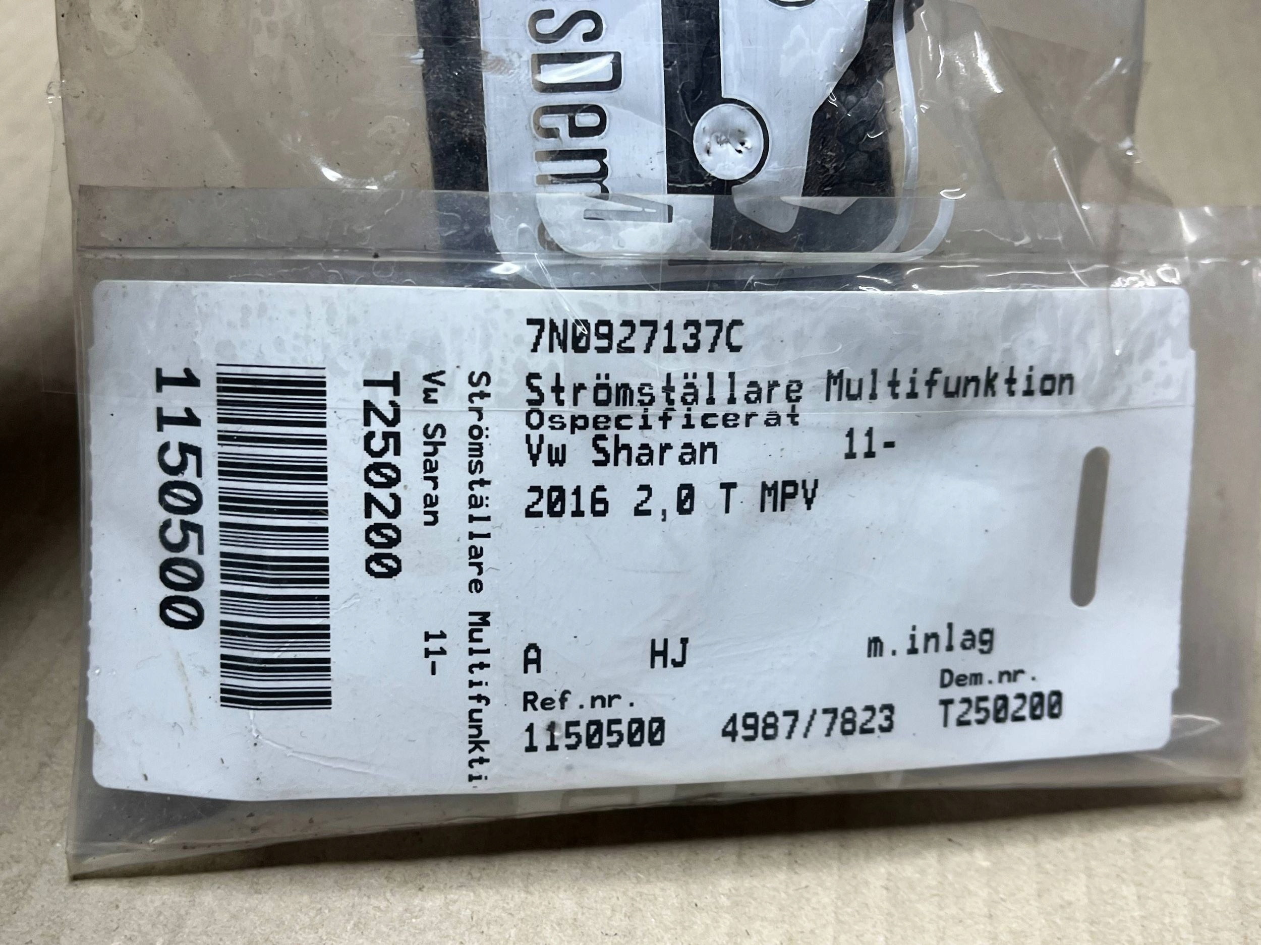 Panel controls Volkswagen Sharan 7N0927137C