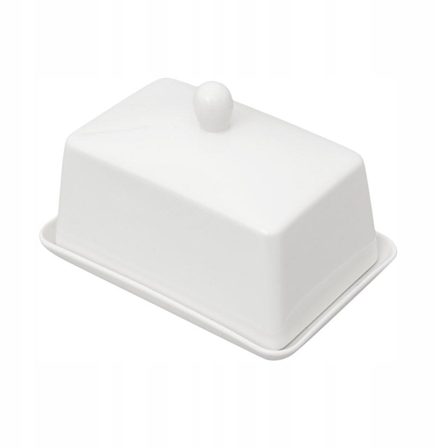 Maselniczka porcelana SQUARE biała wysoka osełka Kolor biały
