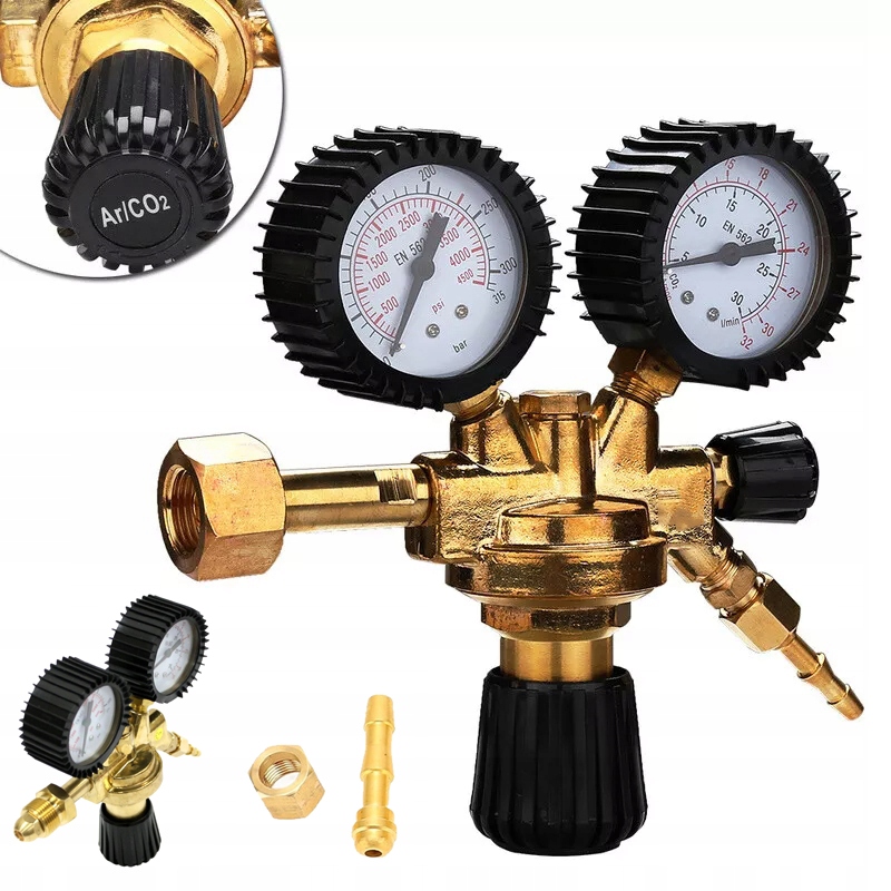 Reduktor pro CO2/Argon 315 bar Svařovací Reduktor Mig Mag se Dvěma Manometry