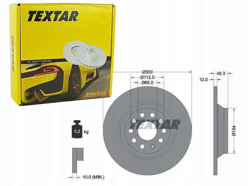 

Textar Tarcze Hamulcowe Tył 92255403
