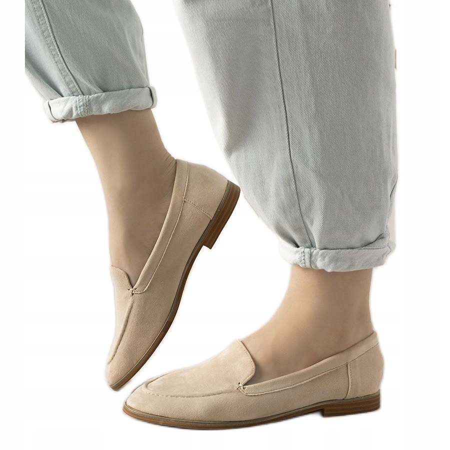 

Beżowy Skóra ekologiczna Buty Mokasyny r.38
