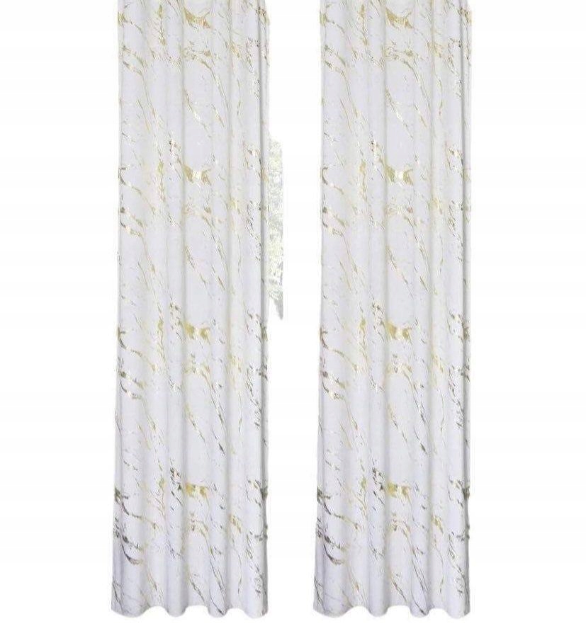 

Firana 140x270 Marmur biały złoty taśma