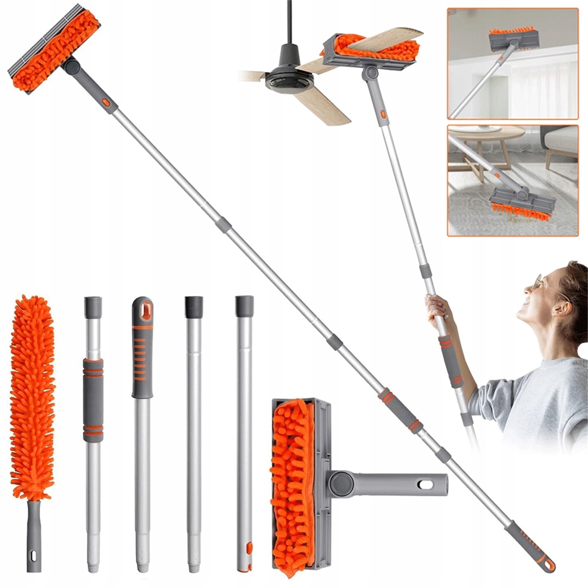 4-SEKČNÍ Hliníkový Mop Z Mikrovlákna Pro Čištění Stropu