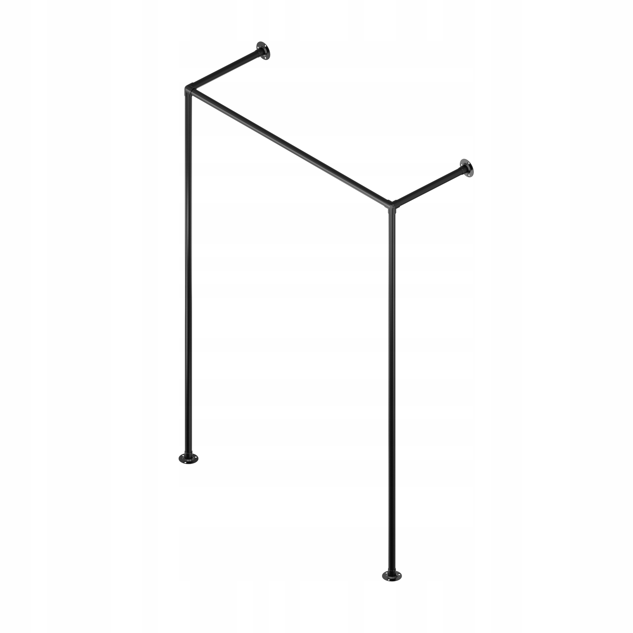 Tyč Na Oblečení Věšák Na Stěnu Loft 151x102cm fi 25mm Hotse Černá