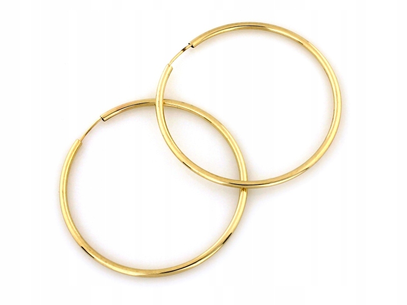 Zlaté Náušnice 585 kolečka šarží jsou vždy módní 40 mm pro ni