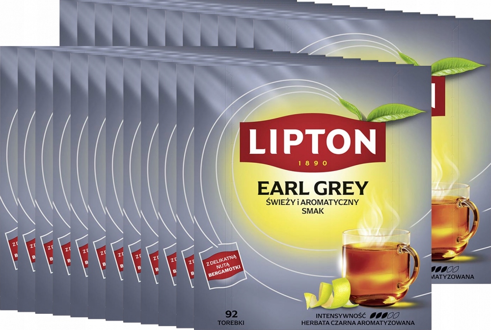 Herbata Earl Grey czarna w torebkach Lipton Lemon 92szt x24