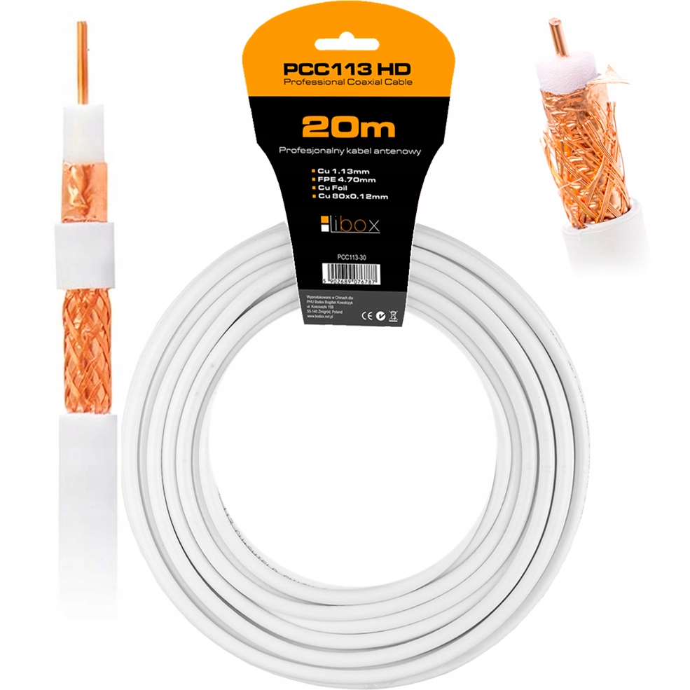 

Kabel Przewód Koncentryczny Antenowy PCC113 Cu 20M