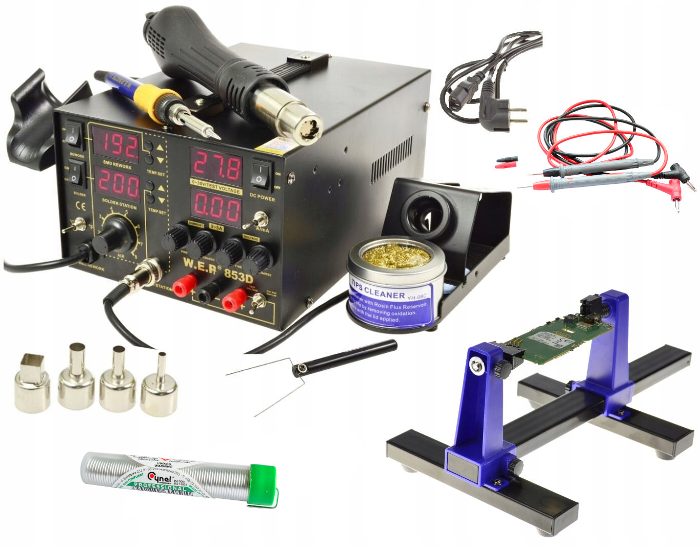

Stacja Lutownicza 853D 5A +Uchwyt Pcb +Cyna