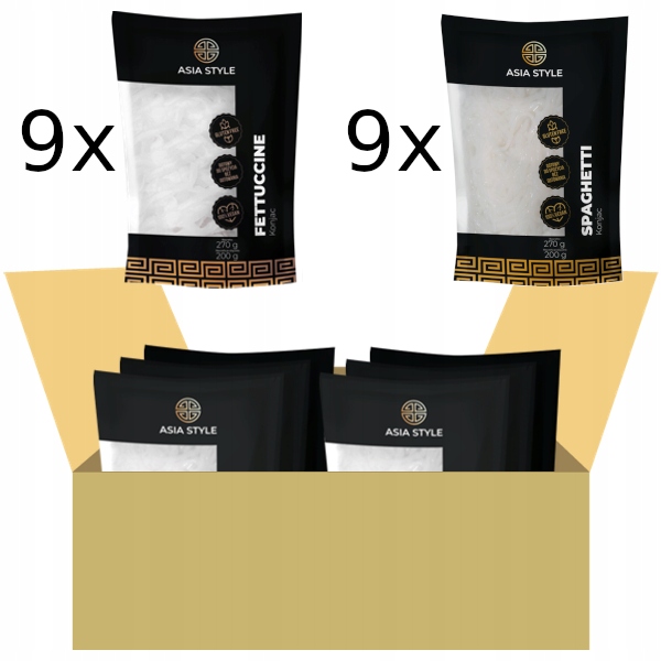 Levně Těstoviny Konjac, mix fettuccine spaghetti karton 18 x 270 g Asia Style keto