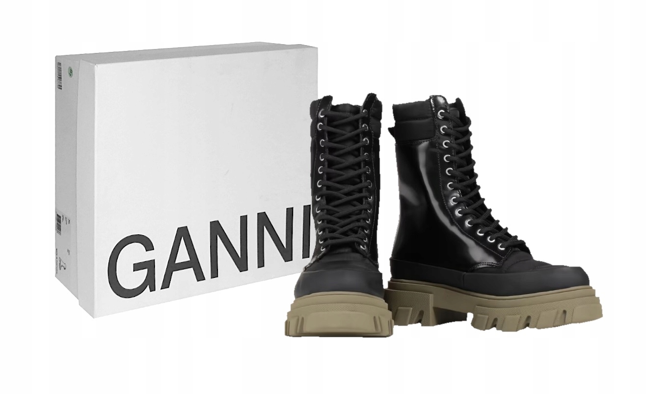 Buty Botki Ganni Combat Boot S1574 Skórzane r. 39