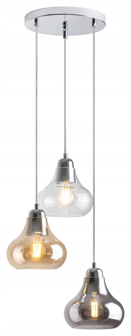 Závesná lampa chrómová s farebnými sklenenými tienidlami do obývačky okrúhla 25 cm Rabalux