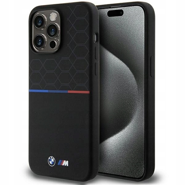 Pouzdro Bmw M Silicone Pattern MagSafe pro iPhone 15 Pro Max černé