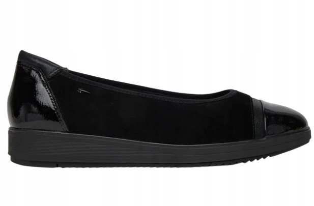 Tamaris Černé Baleríny S Lakovanou Špičkou A Patou Z Kůže 36 J6A