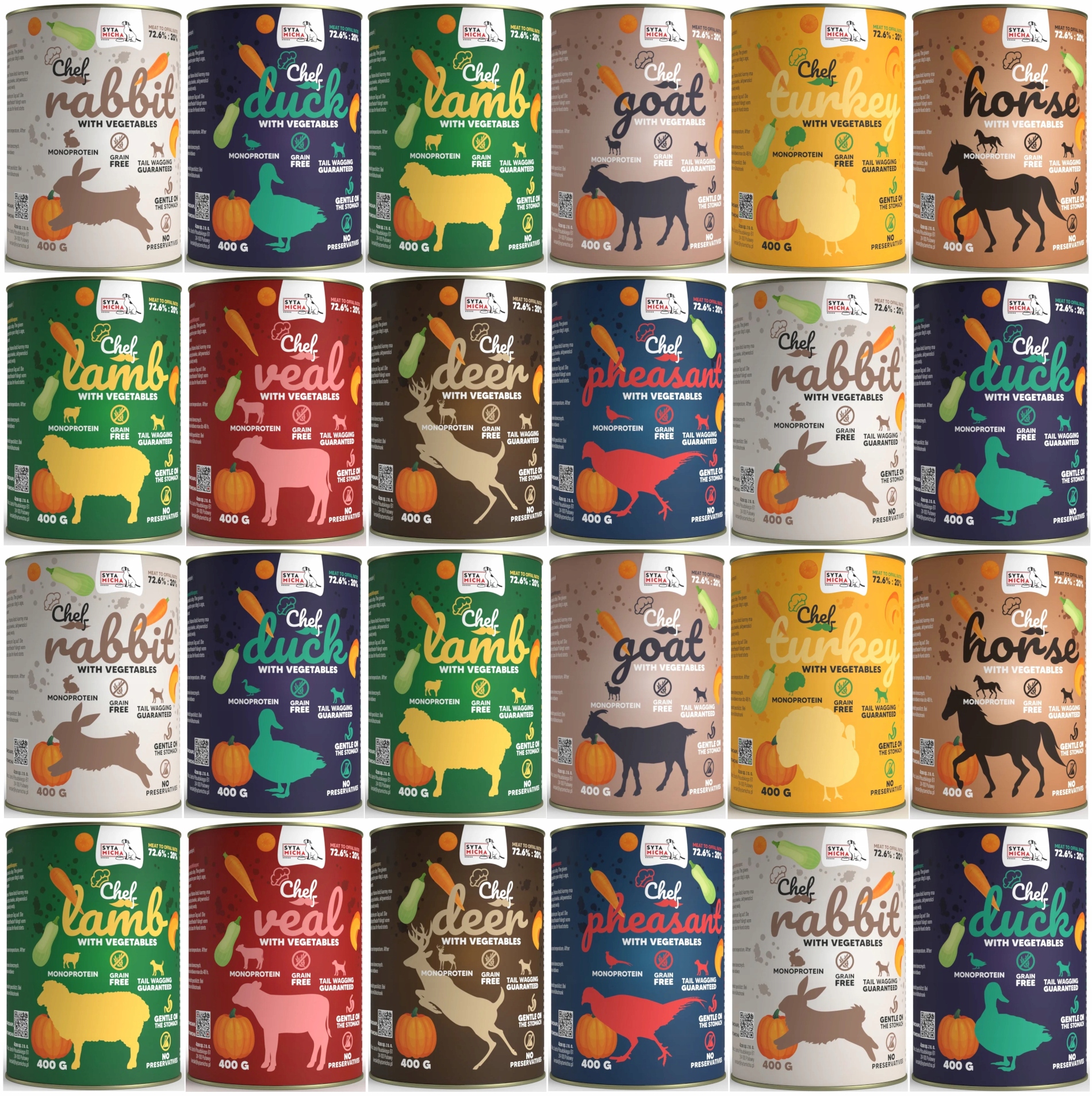 Karma mokra dla psa Syta Micha Chef MIX Smaków Monoproteinowa 24 x 400g