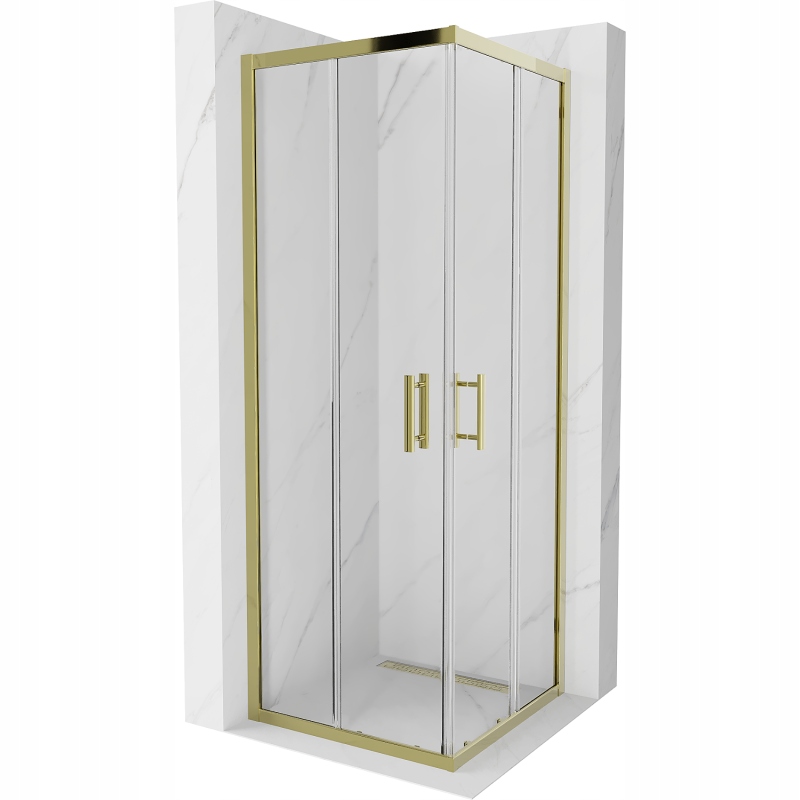 Mexen Rio čtvercový sprchový kout 70 x 70 cm, Průhledné, Zlatá 860-070-07
