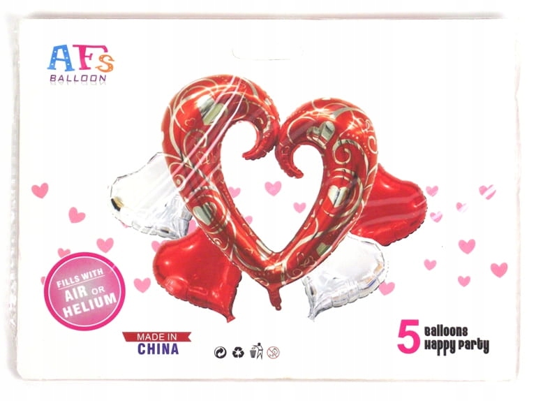 

Balony foliowe serca komplet 5 sztuk