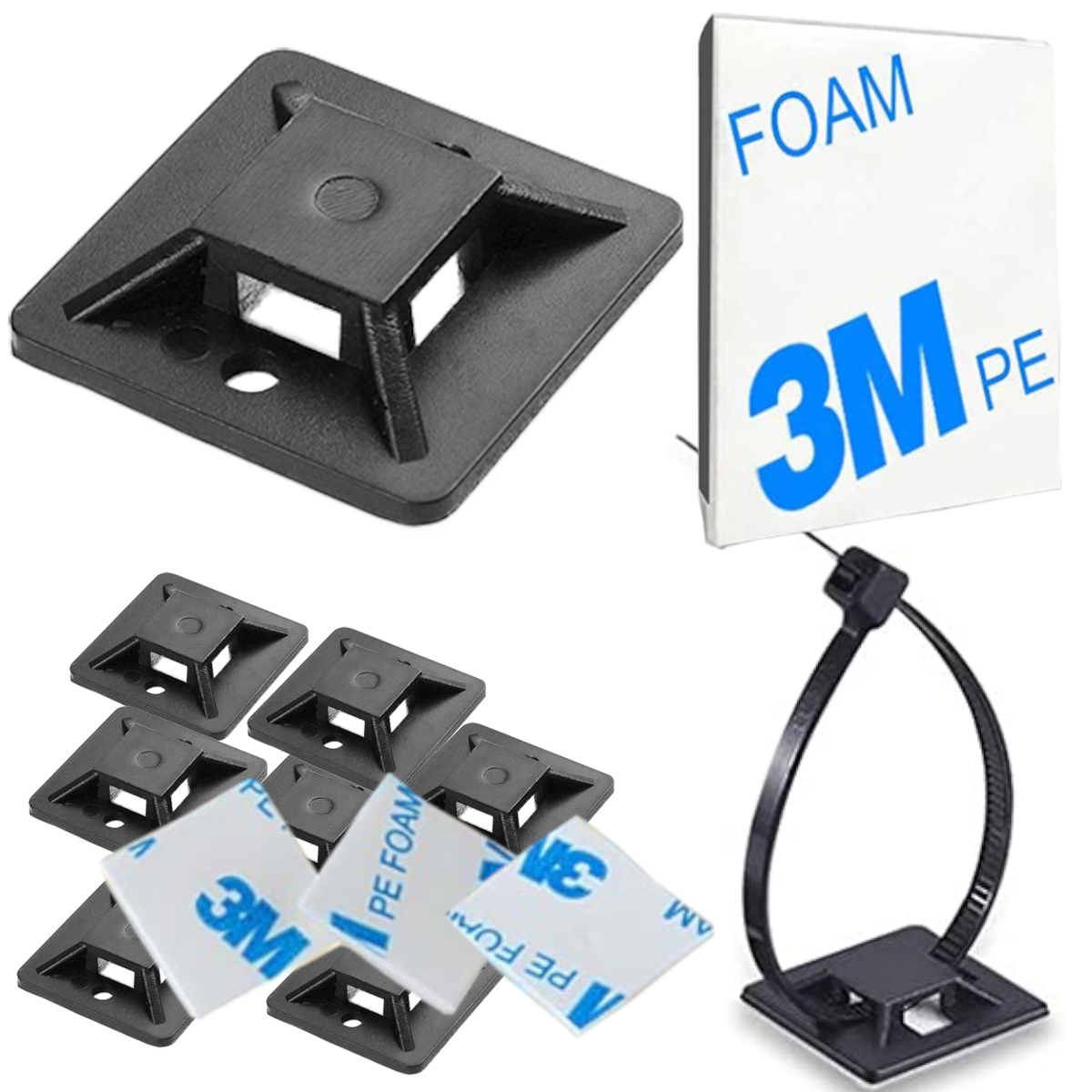

Mocowanie Uchwyt Opaski Kablowej 20x20 mm 50 Sztuk