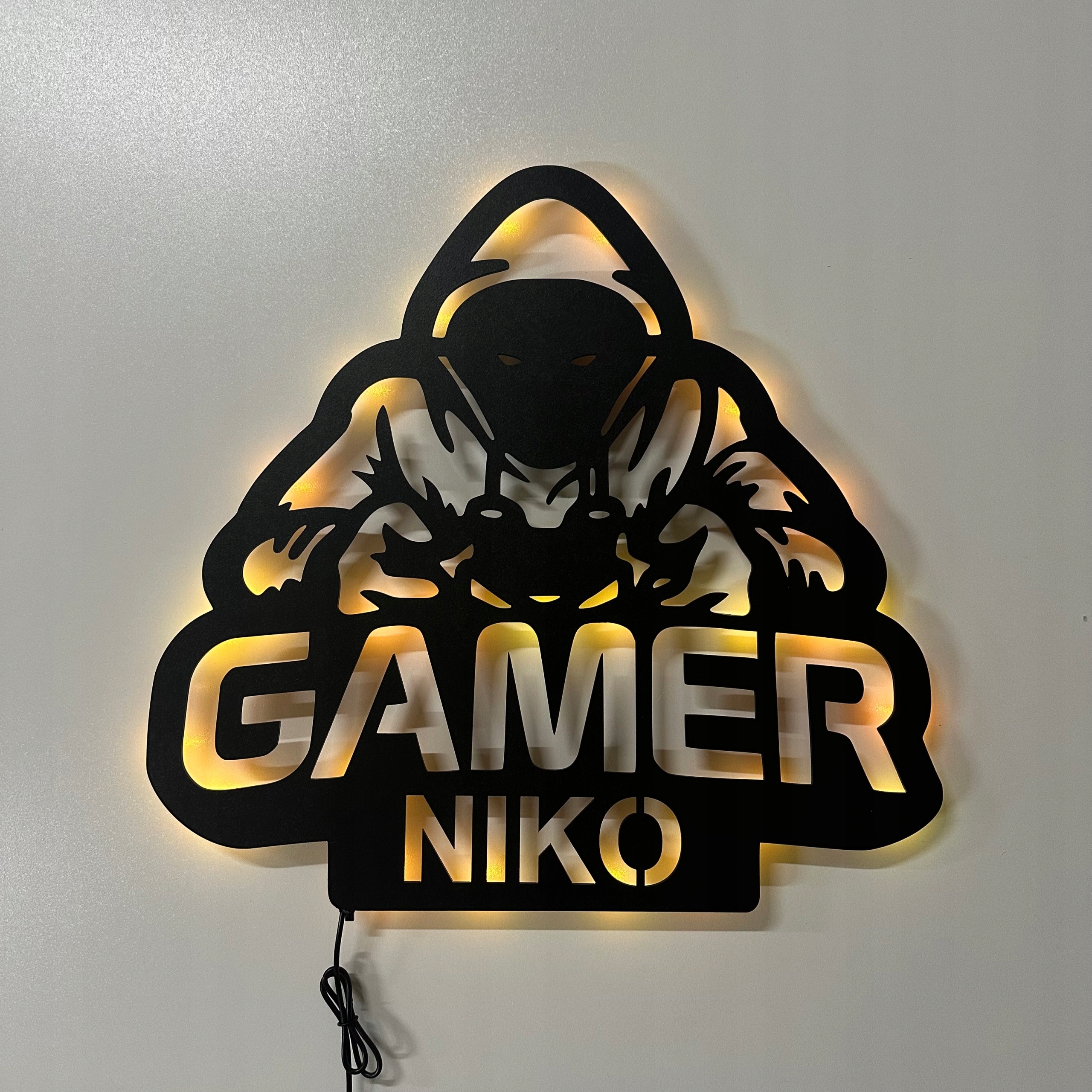 Gamer Z Twoim Imieniem Lampka Nocna Led Obraz drewniany 3D Gaming