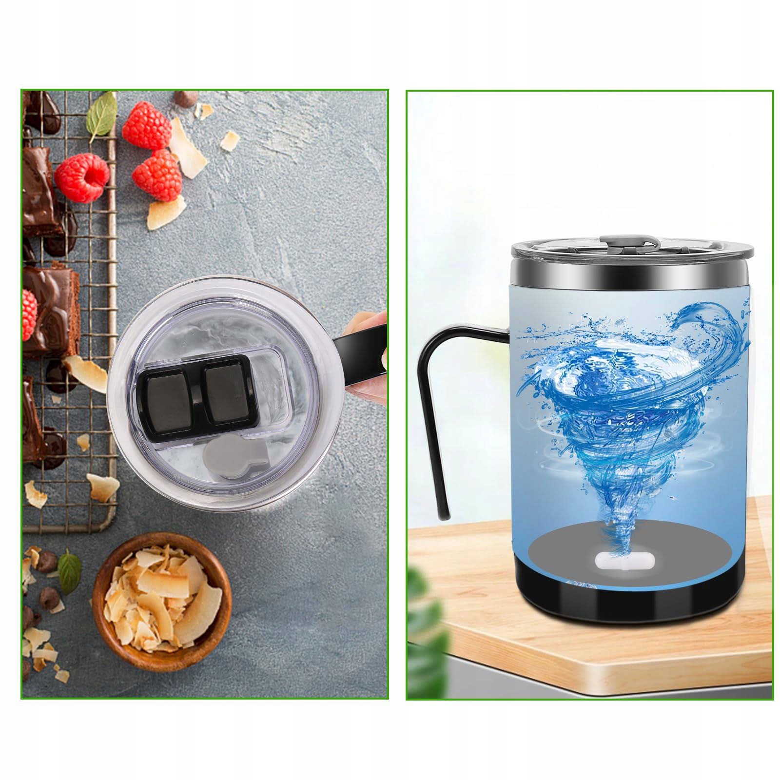 ELEKTRYCZNY KUBEK DO KAWY MAGNETYCZNE AUTO MIESZADŁO DO KAWĘ HERBATĘ 400ML Wysokość 0.36 cm