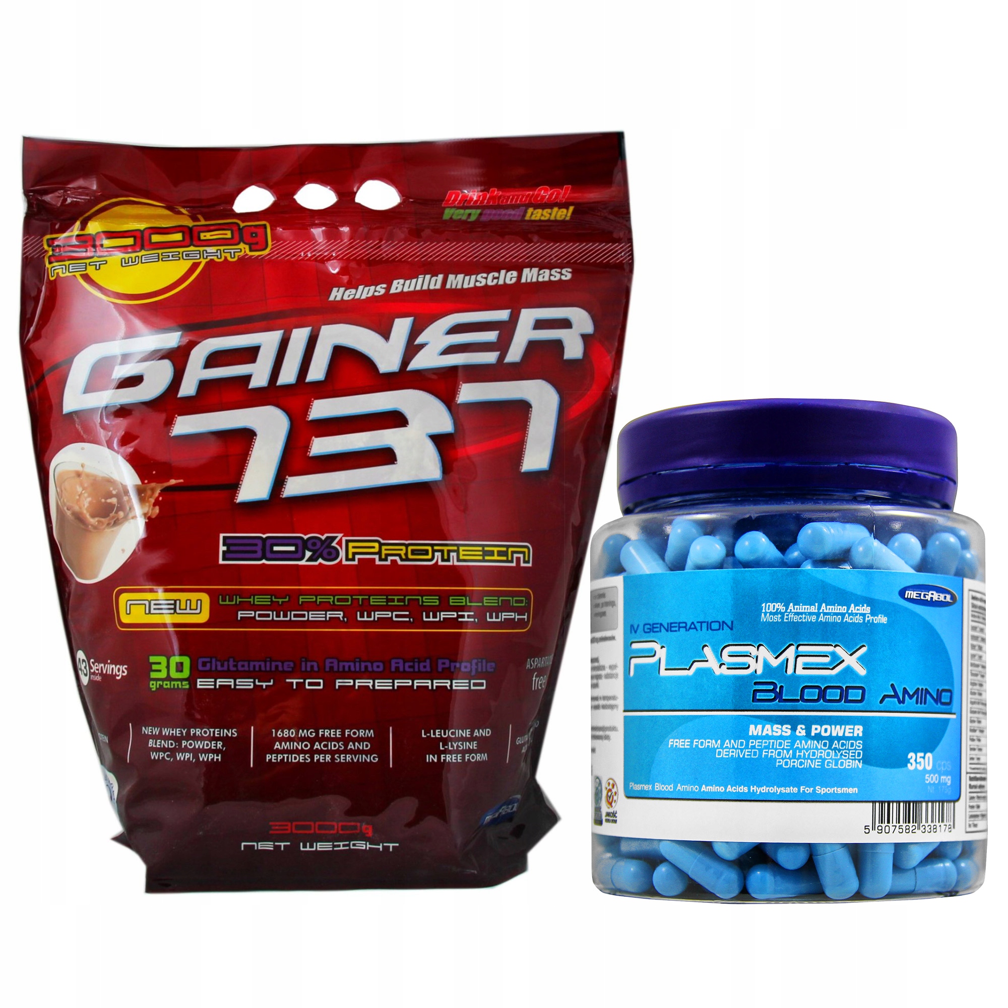 Set Megabol Gainer 737 3000 g Plasmex 350 Kapslí