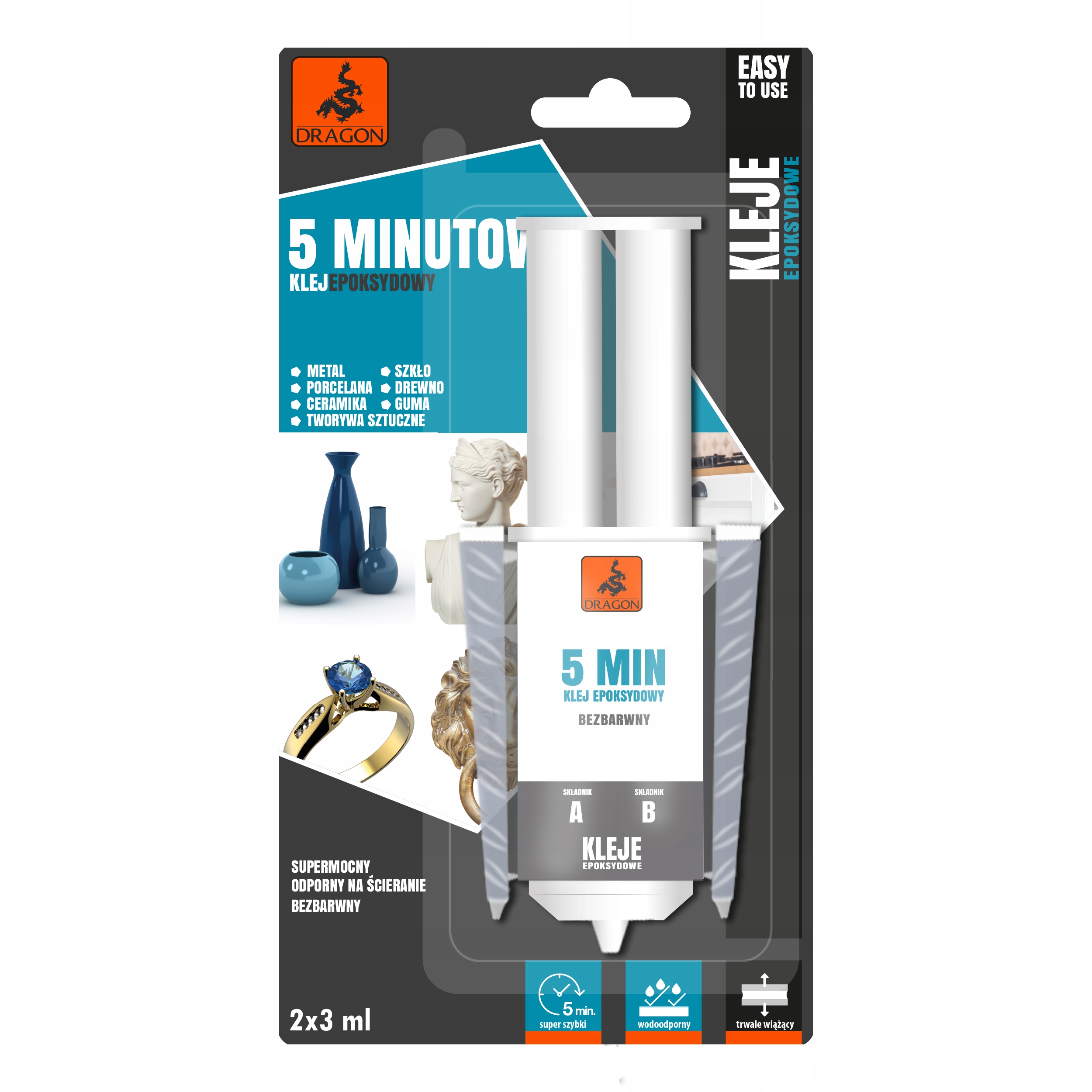 Dragon Klej Epoksydowy Uniwersalny Dwuskładnikowy 5 min 2x3 ml