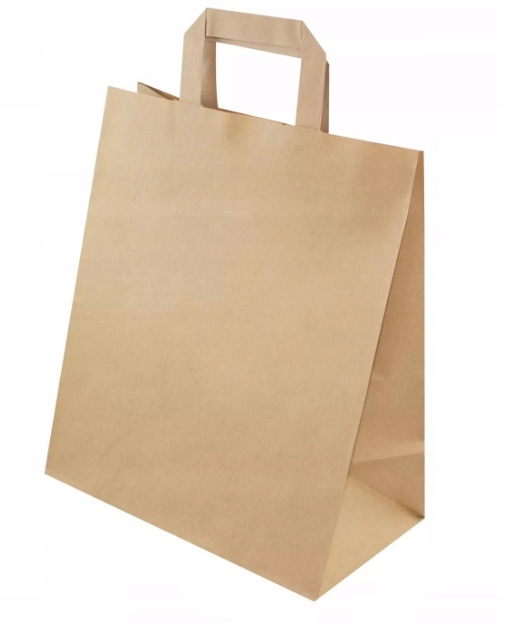 Torba Papierowa brązowa Ucho Płaskie 32x16x42 cm 250szt Duża