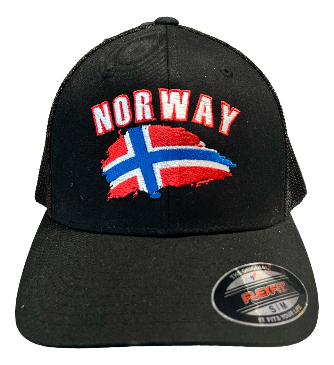 Norwegia Czapka Z Daszkiem Flexfit S/m Efektowna Czarna