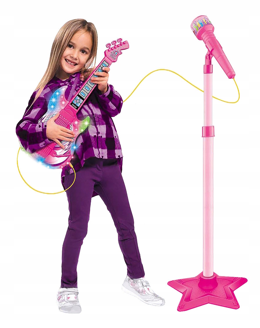 ZESTAW GITARA ELEKTRYCZNA + MIKROFON + STATYW KARAOKE INSTRUMENT DLA DZIECI Marka click4TOYS