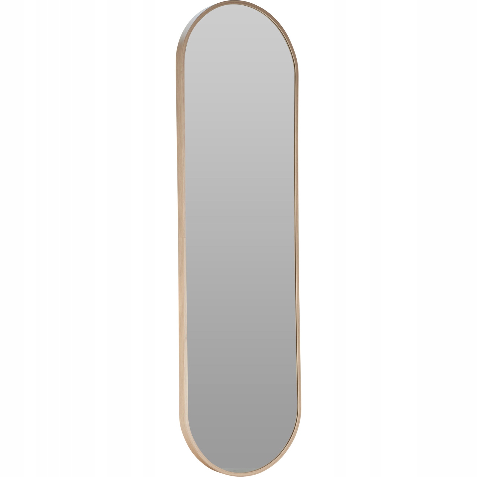 Oválné Zrcadlo 30 X 100 CM, Světle Hnědé S Úchytem