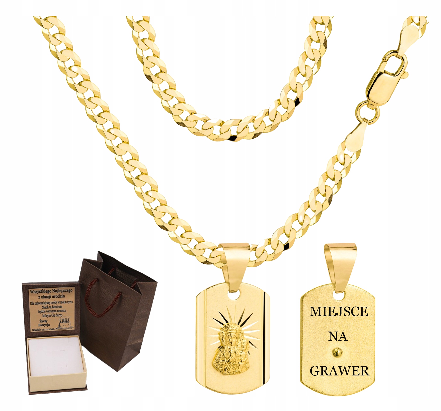 Zlatý Plný Řetízek Pánský Pancr S Medailonem Pr 925 585 Gravírování Bonus