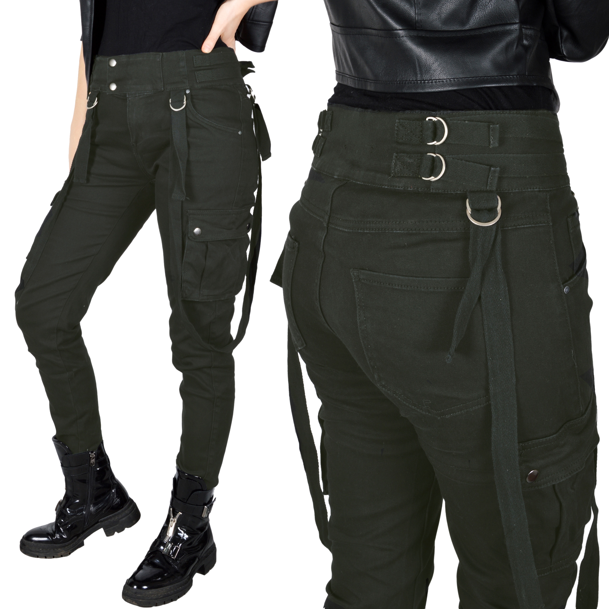 

Spodnie Jeansy Jeansowe Modelujące Bojówki Szelki#