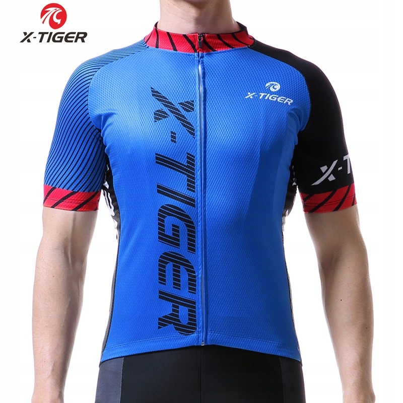 KOSZULKA ROWEROWA MĘSKA X-TIGER Z KIESZENIAMI LATO Rękaw krótki rękaw