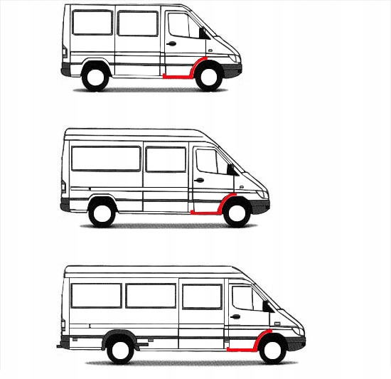 Próg + stopień + reperaturka nadkola MB Sprinter / VW LT 95 - 06 Prawa str.