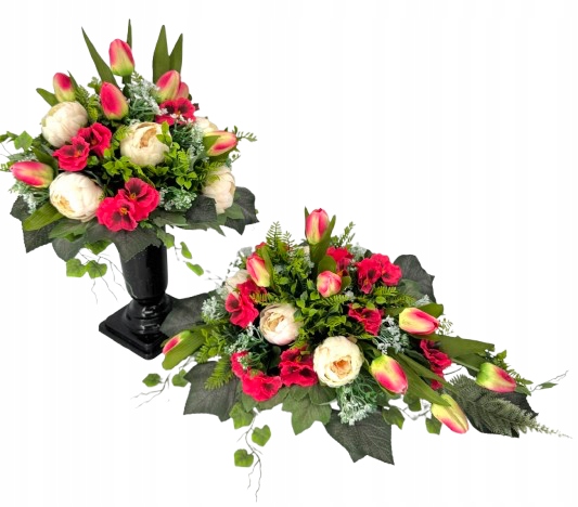 Komplet na jarný hrob, venček a kyticu tulipány, bratky peonie